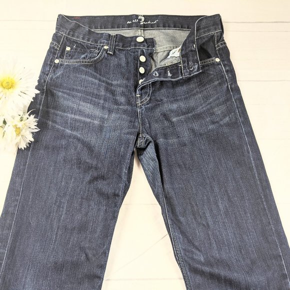 7 For All Mankind Slouchy Button Fly Blue Jeans - Picture 3 of 8